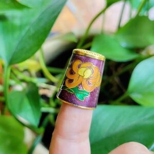 Vintage Floral Cloisonne Thimble
